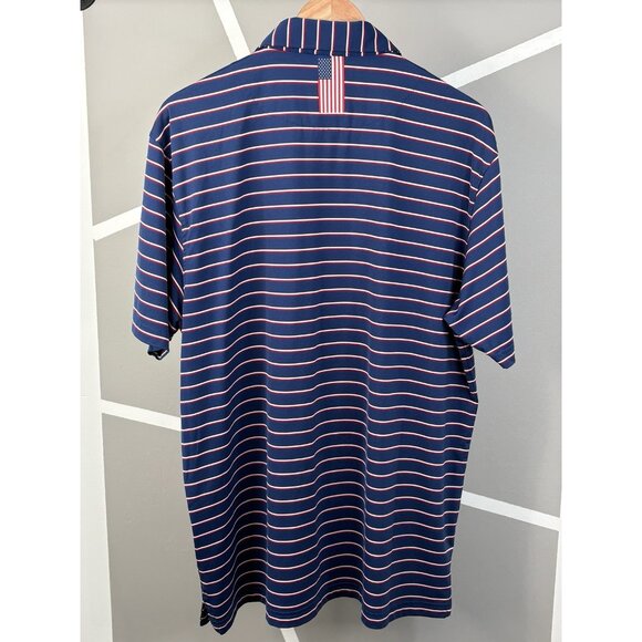 Rhoback Golf Polo Men’s XL Red White Blue US Flag 3 Button Stretch SS - Picture 2 of 13